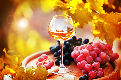 Wineglass and grape