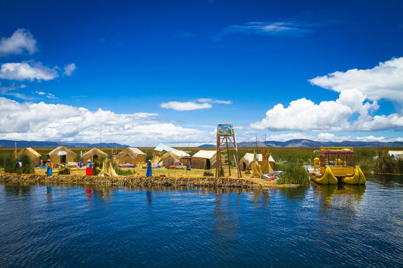 Peru, floating Uros islands on the Titicaca lake